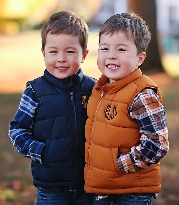 smiling twin boys